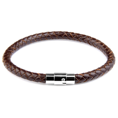 New Genuine Leather Braided Bracelet for Men - Handmade, Brown & Black