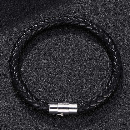 Classic Braided Leather Men Bracelets with Magnetic Clasp