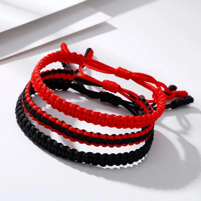 Handmade Black Red Rope Knot Bracelet for Men & Women