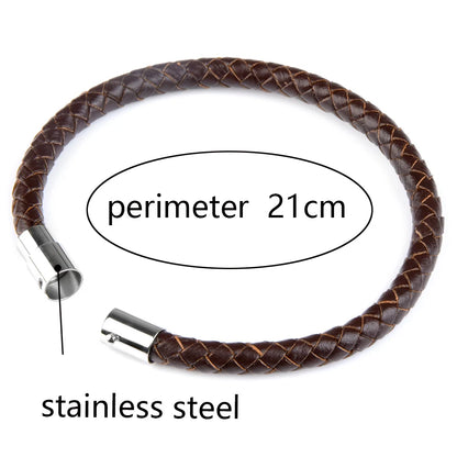 New Genuine Leather Braided Bracelet for Men - Handmade, Brown & Black