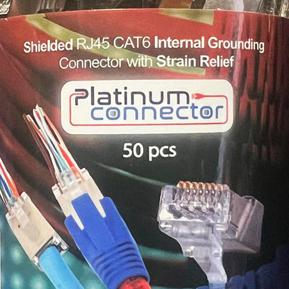 Platinum Connector Shielded RJ45 CAT6 Grounding With Strain Relief - 50 pcs/Jar