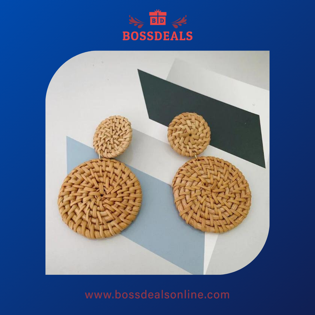 Rattan Knit Boho Handmade Earrings from Boss Deals