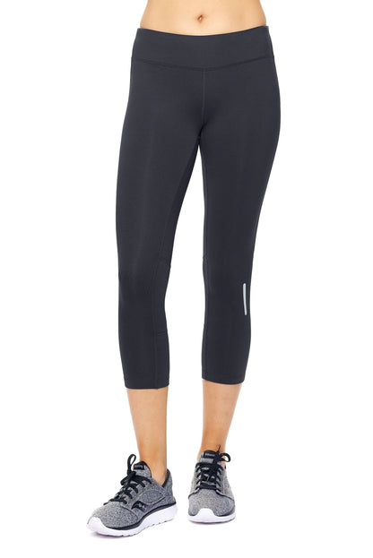 Women's Mid-Rise Zip Pocket Capri Leggings for Active Wear