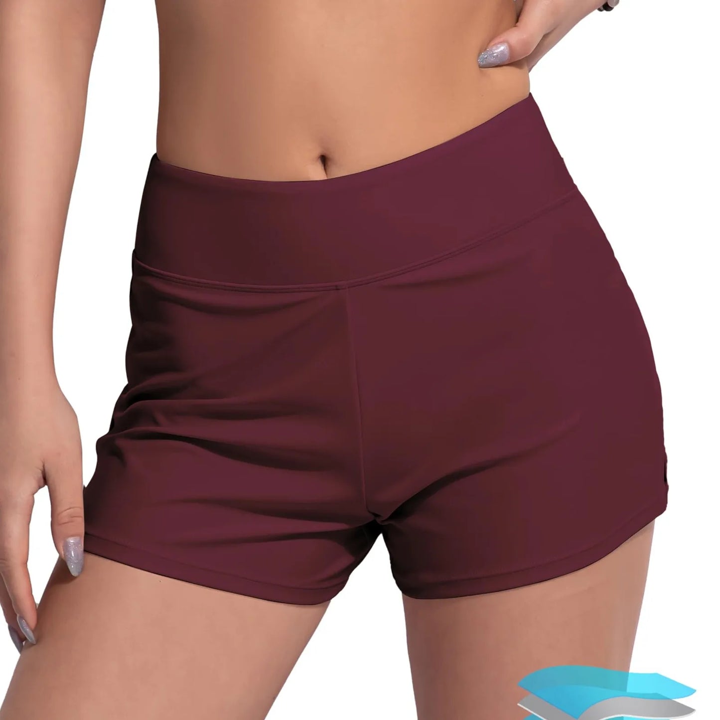 Women's High Waisted Swim Shorts – Tummy Control & Leakproof Design
