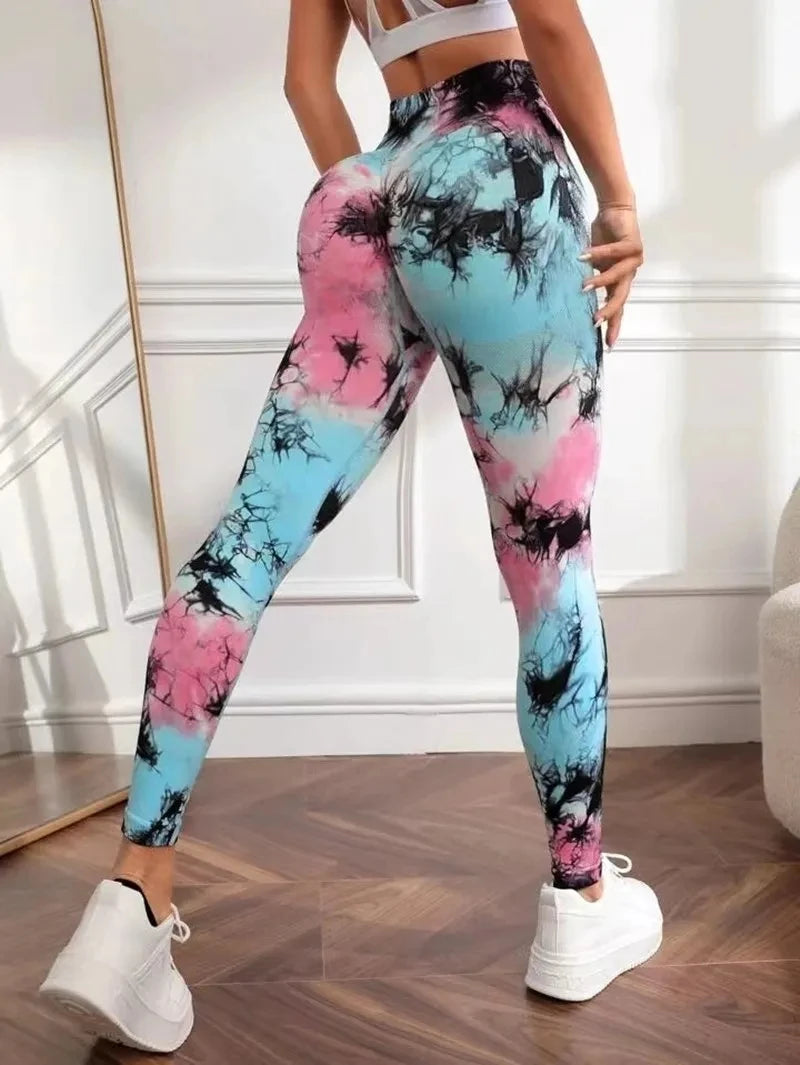 3D Print Tie Dye High Waist Seamless Anti Cellulite Leggings