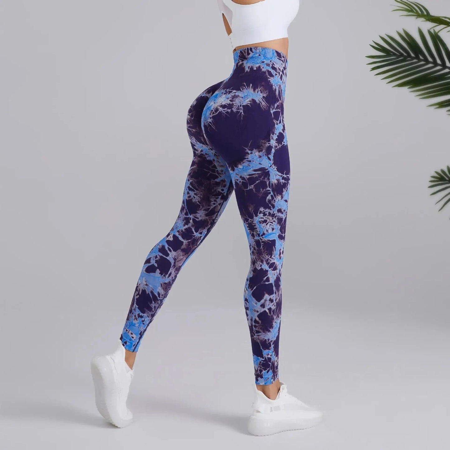 Tie Dyed Peach Hip Yoga Pants with High Waist, Seamless, Booty Lifting Leggings