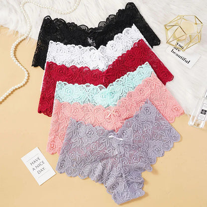 Floral Lace Low Waist Briefs - Comfortable Women's Lingerie