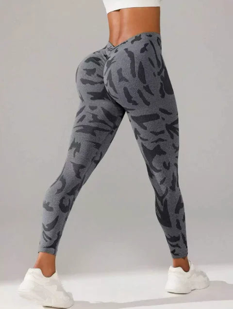 Women’s Butt Lifting Gym Leggings – Scrunch V-Back Workout Pants with Tummy Control