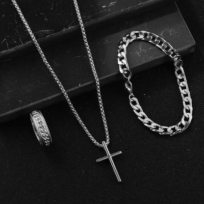 Punk Cross Pendant Eternity Bracelet