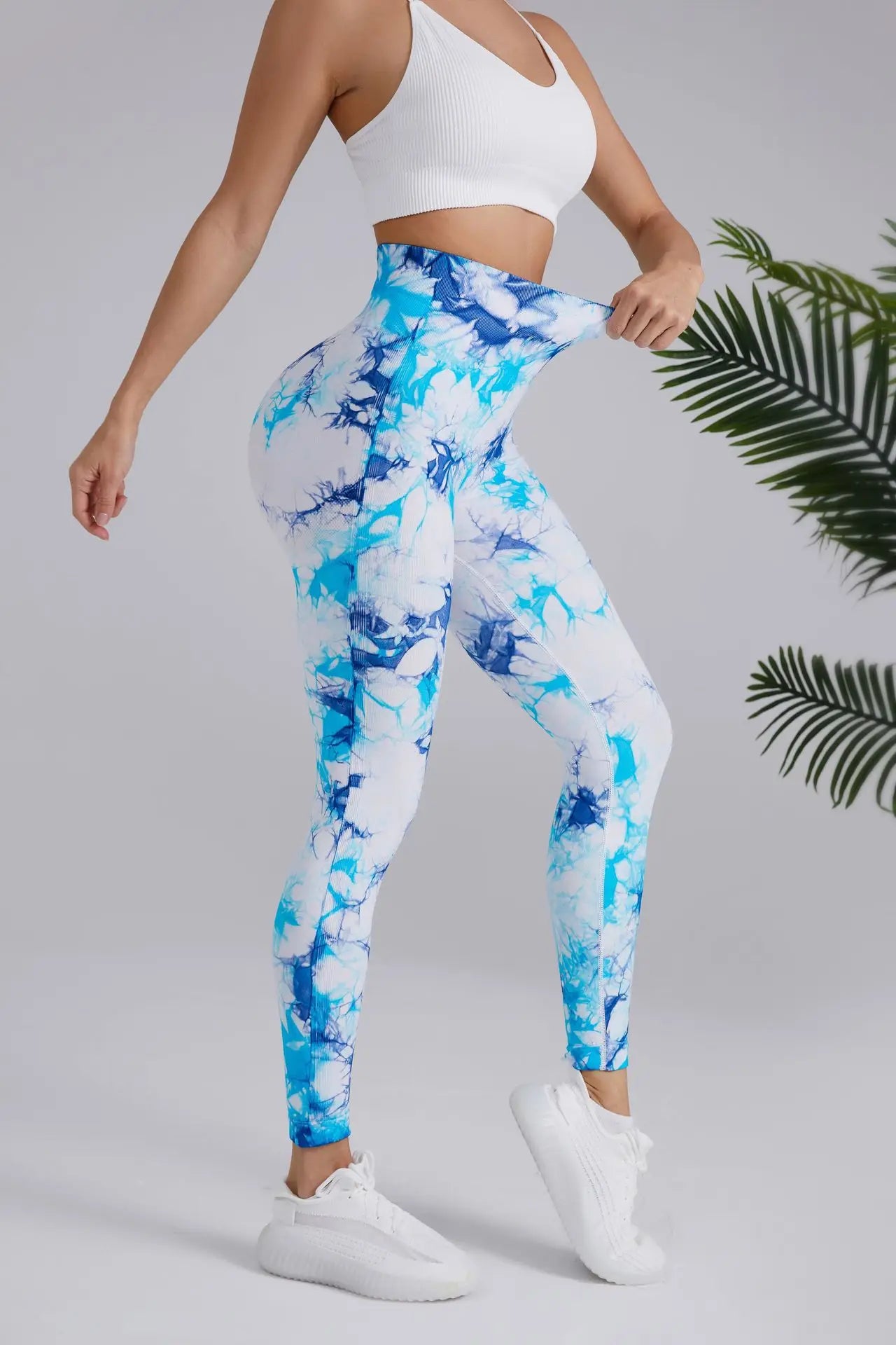 Tie Dyed Peach Hip Yoga Pants with High Waist, Seamless, Booty Lifting Leggings