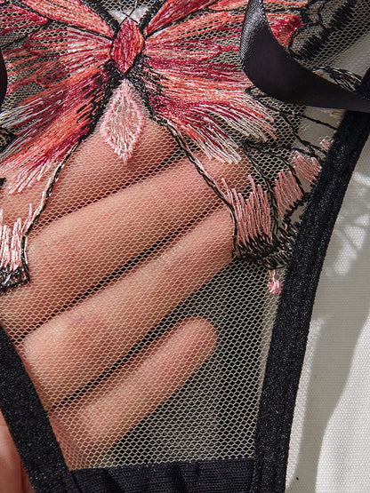 Sheer Butterfly Lingerie Set - Alluring Bowknot Bra & Panty
