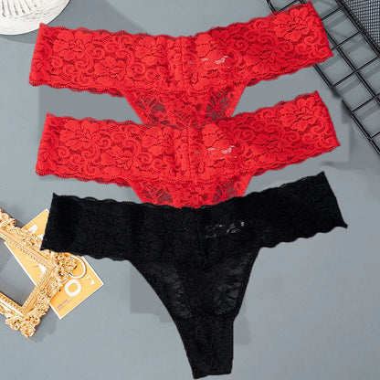 Lace Floral Women Panties Low Waist Breathable Briefs Female Thong Underwear