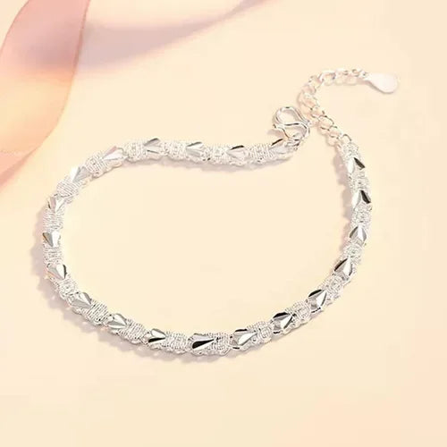 925 Sterling Silver Hollow Heart Zircon Eternity Bracelet For Women