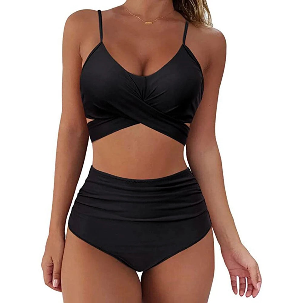 12 Colors Women’s Slim High Waisted Bikini Set