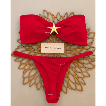 Push-Up Bandeau Bikini Set – Brazilian Micro Swimsuit