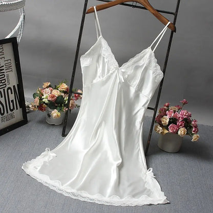 Sexy Lace Patchwork Camisola Lingerie Nighty Wedding Dress Sleepwear