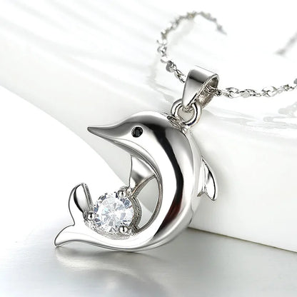 925 Sterling Silver Heart Moon Geometric Necklace