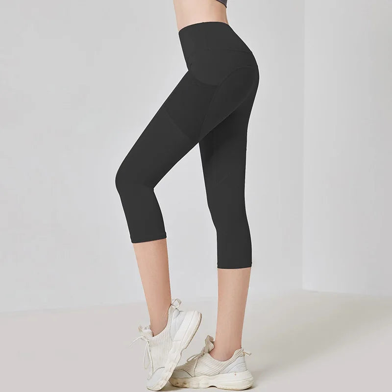 High Waist Cropped Yoga Capris Leggings for Women