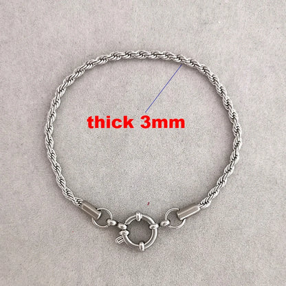 Anchor Clasp Bracelet for Men & Women – Stainless Steel Twist Rope Chain