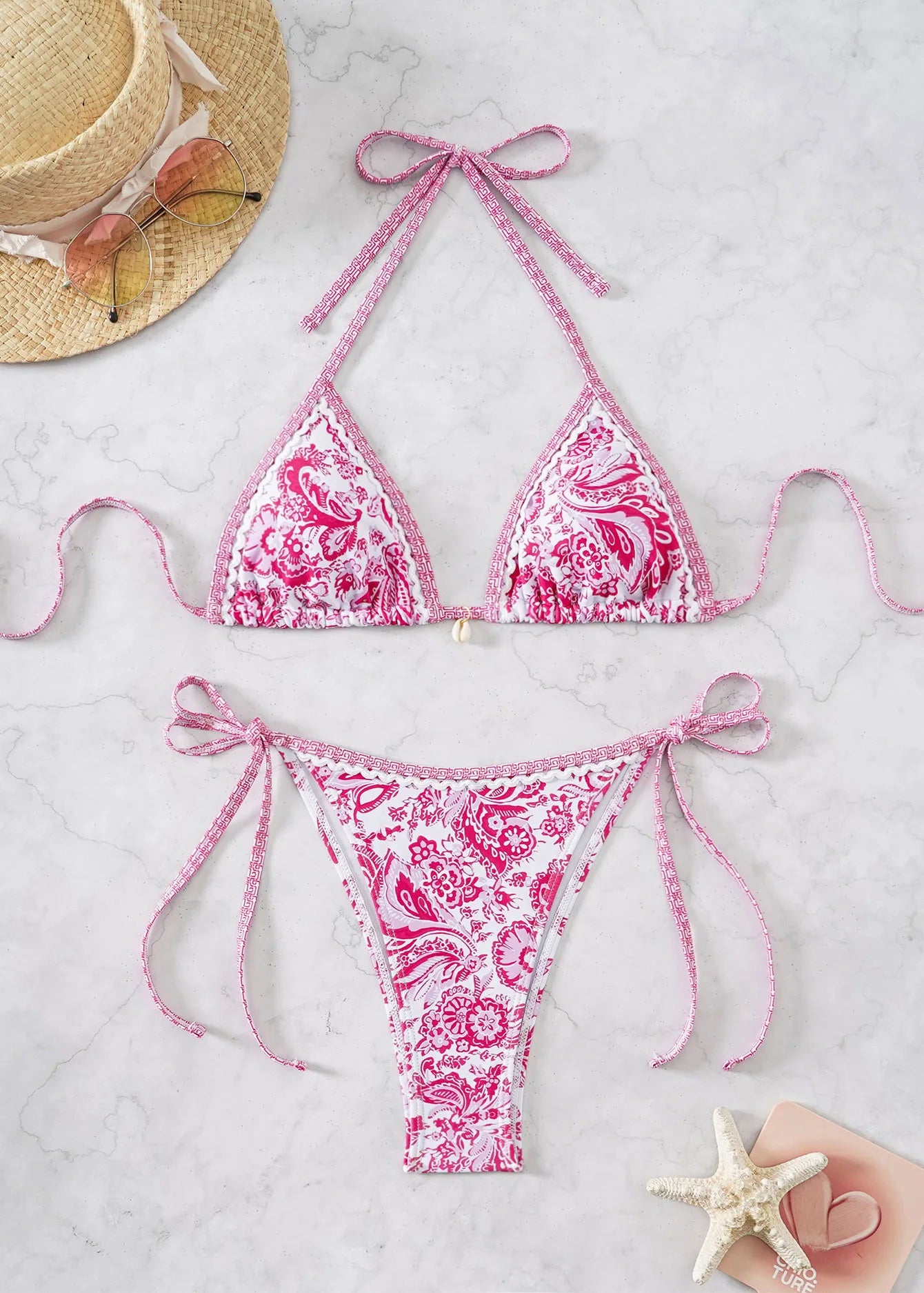 Pink patterned bikini set 