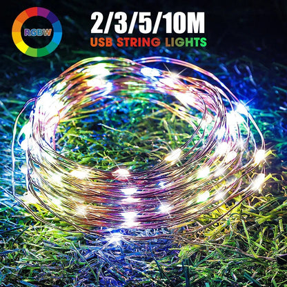 5/10M Copper Wire LED Lights String USB/Battery Waterproof Garland Decor Holiday Light