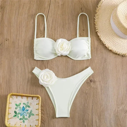 White bikini set with floral 