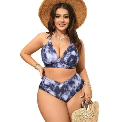 Blunt Style Plus Size Split Bikini for Women – High-Waisted Beach Swimsuit