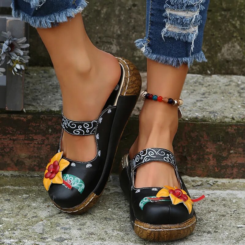 Summer Wedges Sandals Slippers for Women Bohemian Retro Ethnic Sewing shoes - BossDeals Online