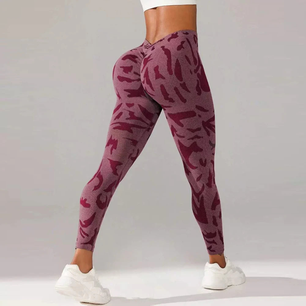 Women’s Butt Lifting Gym Leggings – Scrunch V-Back Workout Pants with Tummy Control