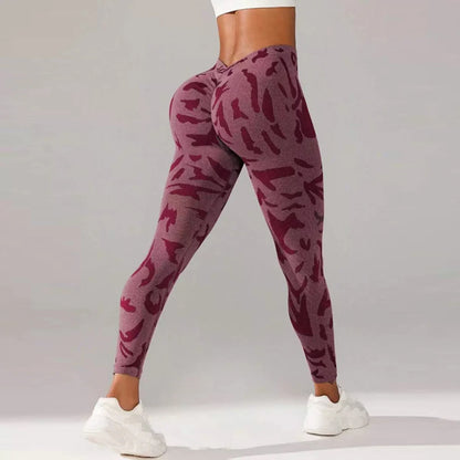 Women’s Butt Lifting Gym Leggings – Scrunch V-Back Workout Pants with Tummy Control