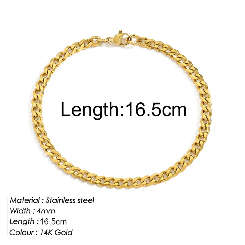 Gold Color Stainless Steel Twist Cuban Eternity Bracelet for Women