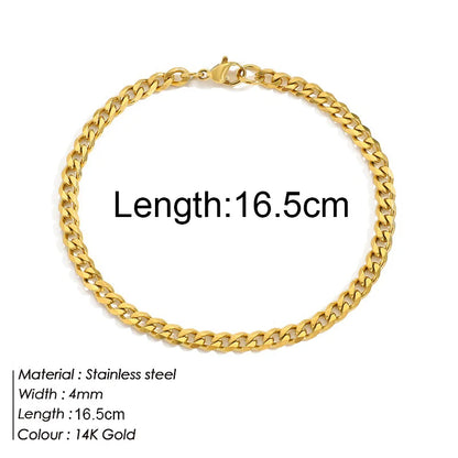 Gold Color Stainless Steel Twist Cuban Eternity Bracelet for Women