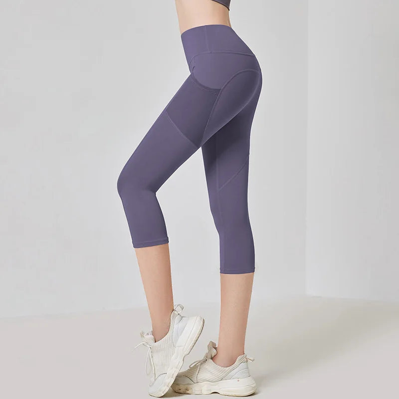 High Waist Cropped Yoga Capris Leggings for Women