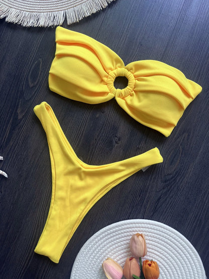 Sexy Bandeau Bikini Set – Brazilian Thong Two-Piece Swimwear