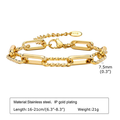 18K Gold Plated Stainless Steel Adjustable Eternity Bracelet for Women