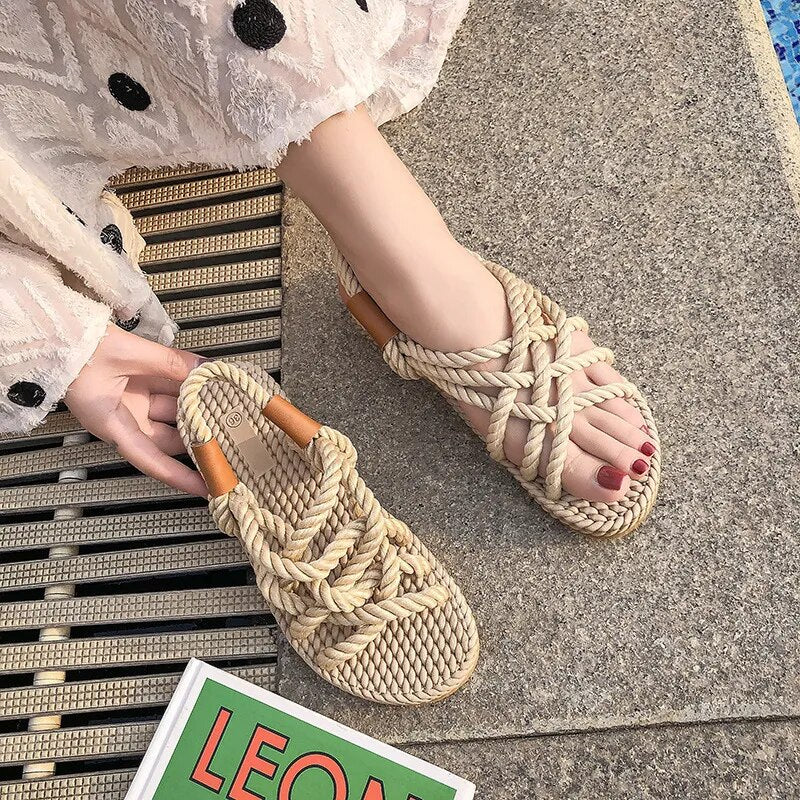 Braided Rope with Traditional Casual Style and Simple Fashion Women's Summer Shoes - BossDeals Online