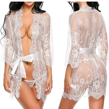 Transparent Lace Babydoll Nightwear – Sexy Sleepwear Lingerie Dress