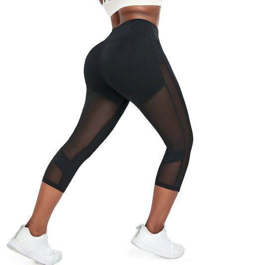 Splicing Capris Leggings for Women with High Waist & Push-Up Design