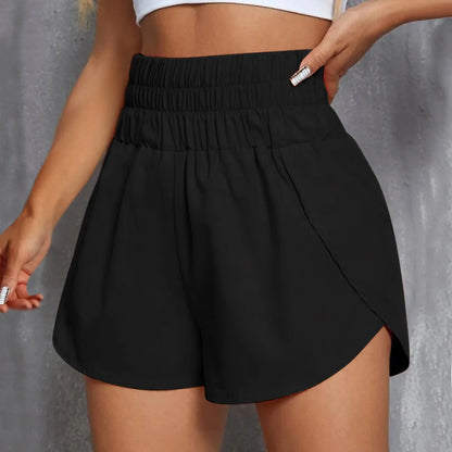 Women's Quick-Dry Side Split Running Shorts – Elastic Waist Yoga Fit