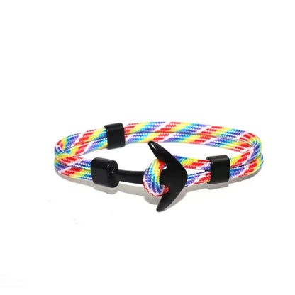 Woven Multilayer Black Anchor Bracelet for Men