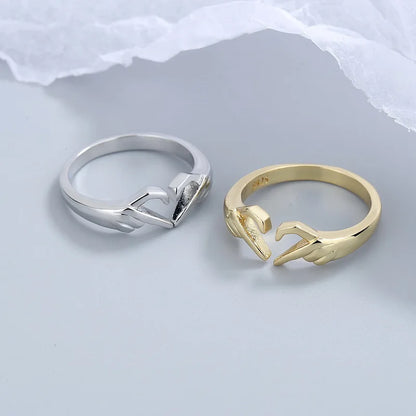 Romantic Love Hand with Heart Shaped Ring For Women and Men - Couple Adjustable Finger Rings Wedding Party Jewelry Gifts