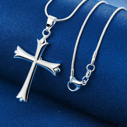 Fashion 925 Sterling Silver 16-30 Inches Fine Cross Men Necklace For Women Wedding Gift Jewelry Accessories