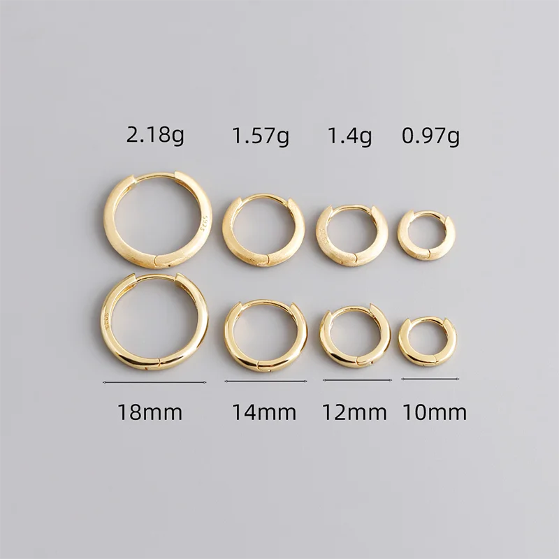 WANTME 925 Sterling Silver Minimalist Matte Gothic Unisex Huggies Ear Hoop Earrings for Women Men Piercing Ear Buckle Jewelry