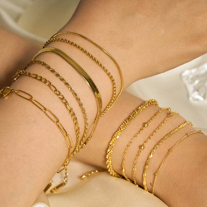 Gold Color Stainless Steel Twist Cuban Eternity Bracelet for Women