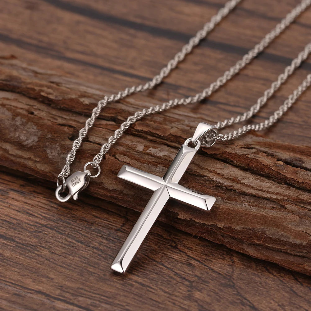 ORSA JEWELS Classic 14K Gold Cross Pendant Necklace in 925 Sterling Silver