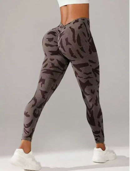 Women’s Butt Lifting Gym Leggings – Scrunch V-Back Workout Pants with Tummy Control