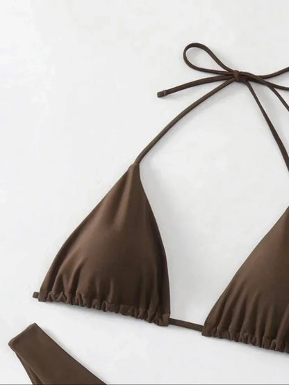 Women's Lace-Up Halter Thong Bikini Set