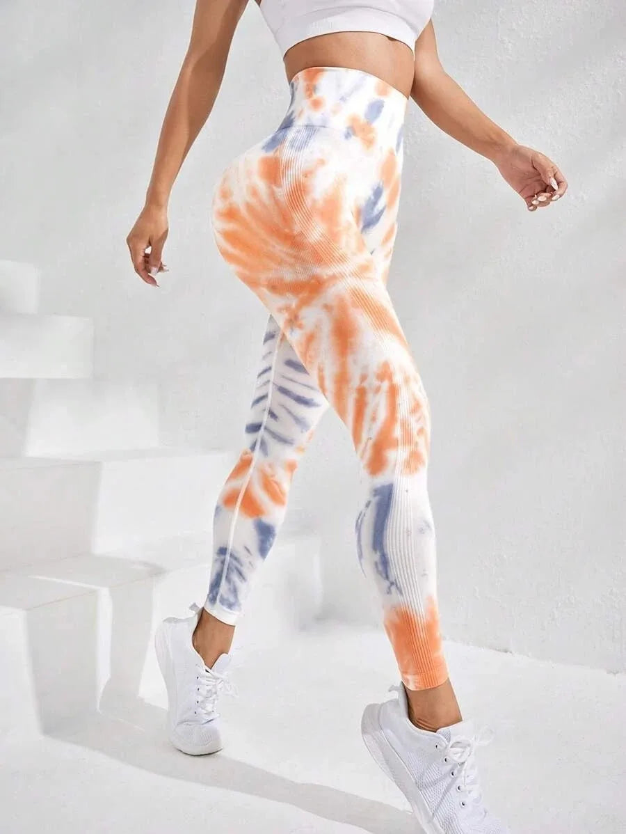 3D Print Tie Dye High Waist Seamless Anti Cellulite Leggings