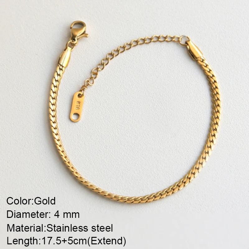 Gold Color Stainless Steel Twist Cuban Eternity Bracelet for Women