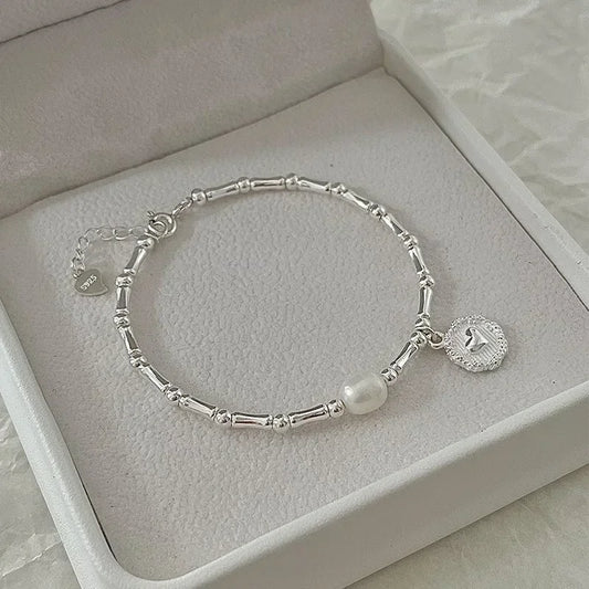 925 Sterling Silver Pearl Knot Bracelet for Women